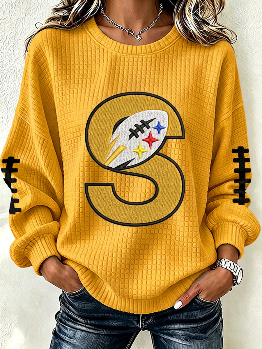 Women'S Football Print Checkered Sweatshirt