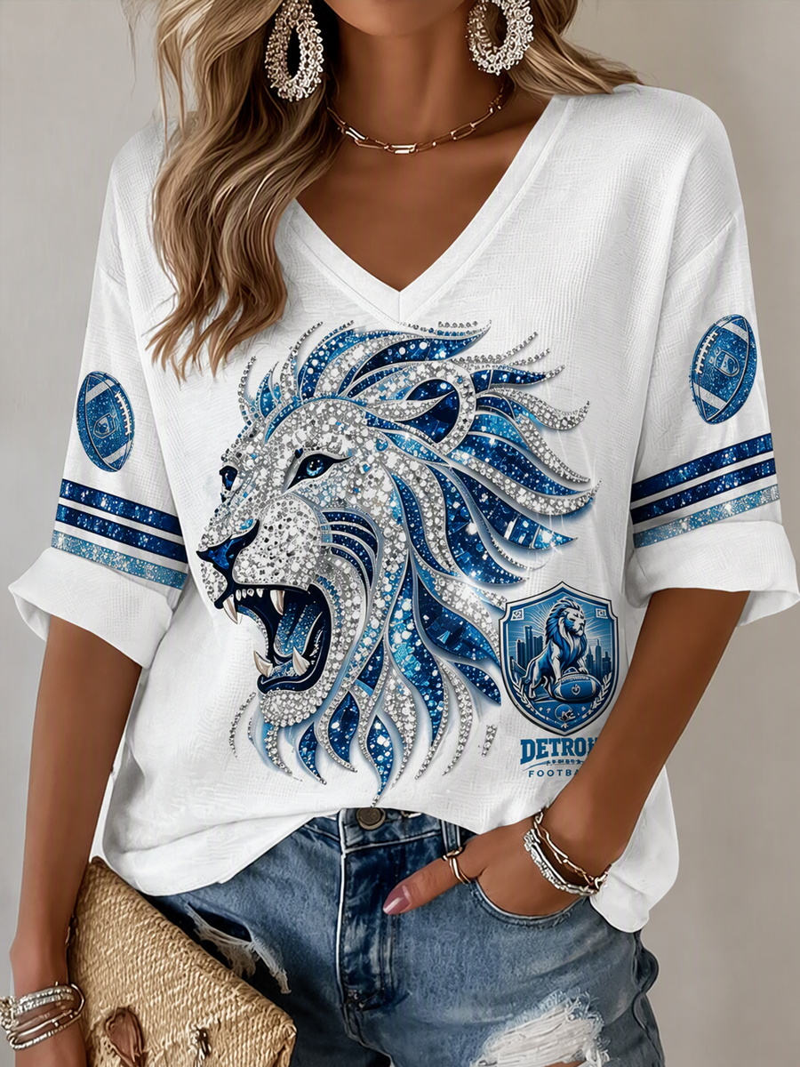 Women'S Football Print Waffle Top