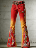 Women's Football Printed Denim Pants
