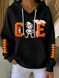 Women'S Rugby Printed Hooded Sweatshirt