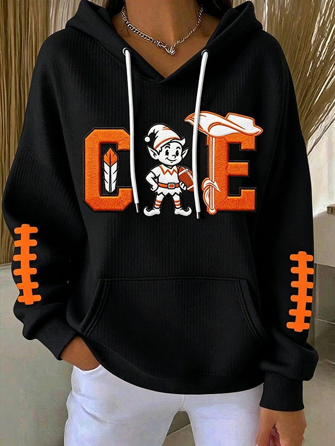Women'S Rugby Printed Hooded Sweatshirt